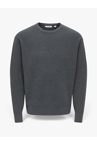 Only & Sons ONSRODGER RLX CREW NECK KNIT Erkek Gri Kazak - 22039789