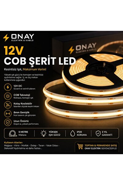 Genel Markalar Cob Şerit Led 5mt 5 Adet.
