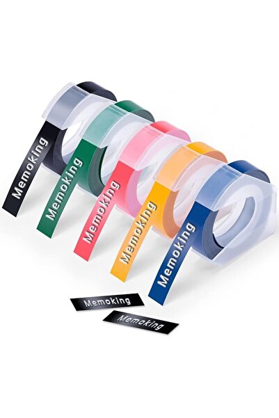 Memoking 3D E975 Embossed Label Tape 3/8"(9mm) - Plastic Self-Adhesive Emboss...