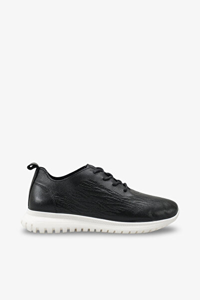 İNNABUTİKK Maserda Women's Genuine Leather Sneaker Sports Shoes - Black