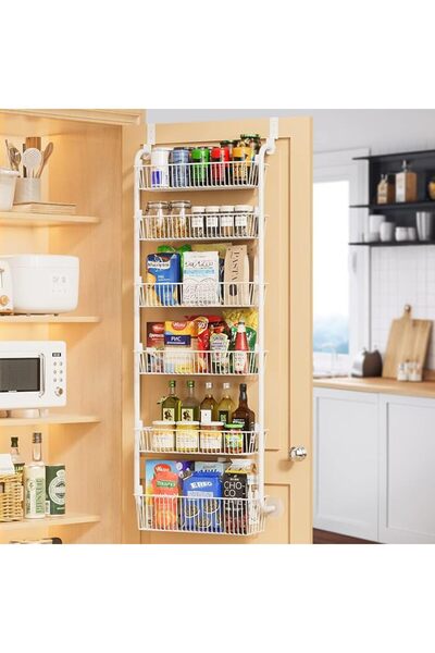 GENERAL Over The Door Pantry Organizer Rack, 6-Tier Adjustable Baskets Pantry...