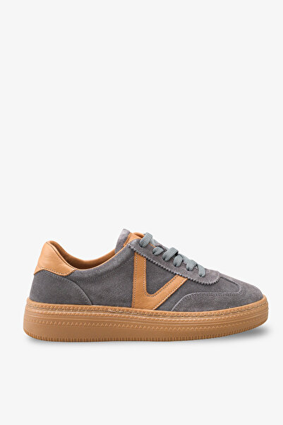 İNNABUTİKK Emale Women's Genuine Leather Sneaker Sports Shoes - Gray Suede