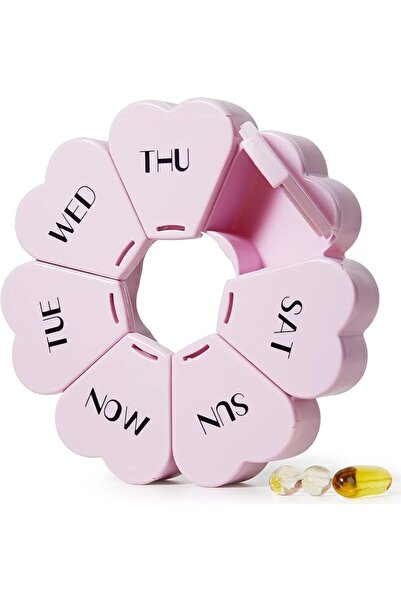 Moln Large Weekly Pill Organizer, HYMY Cute 7 Day Pill Box, Purple Pink Daily...