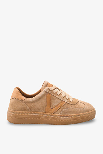 İNNABUTİKK Emale Women's Genuine Leather Sneaker Sports Shoes - Cream Suede