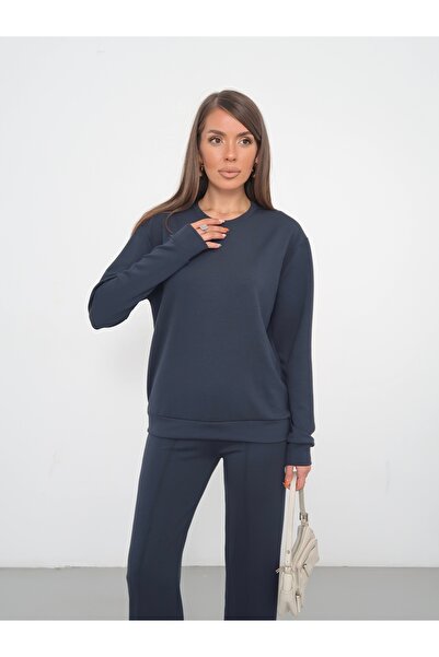 sea milano Γυναικείο φούτερ από ύφασμα Smoked Sweat Modal Oversize Basic Casu...