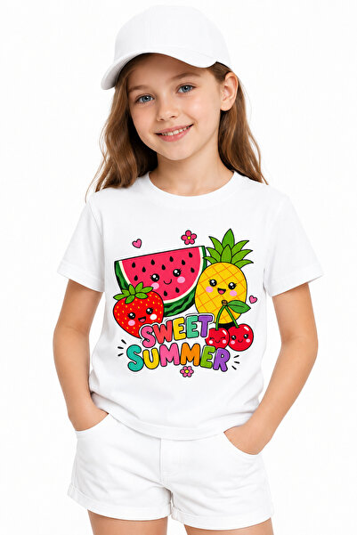 Summer Sweet Kız Çocuk Tişörtü %100 Pamuk