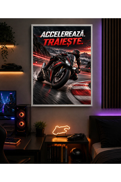 Miutic Print Studio Tablou decorativ cu ramă „Accelerează. Trăiește.” – Tablo...