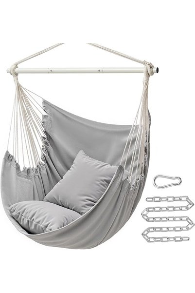 SONGMICS Hammock Chair, Load Capacity 330.7 lb, with 2 Cushions & 2 Pockets