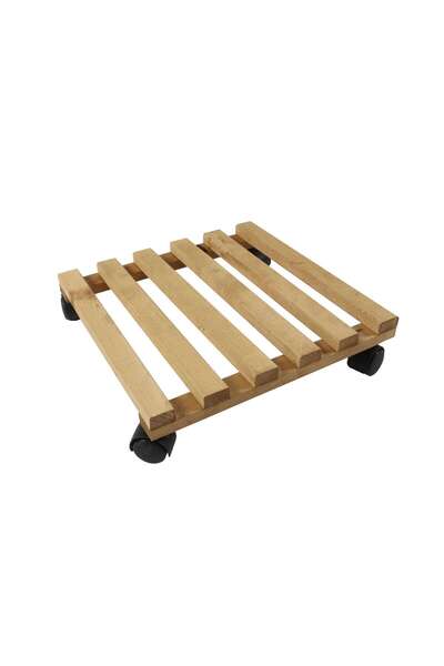 OEM Βάση γλάστρας, κινητή, τετράγωνη, δρυός, 35 x 35 εκ.
