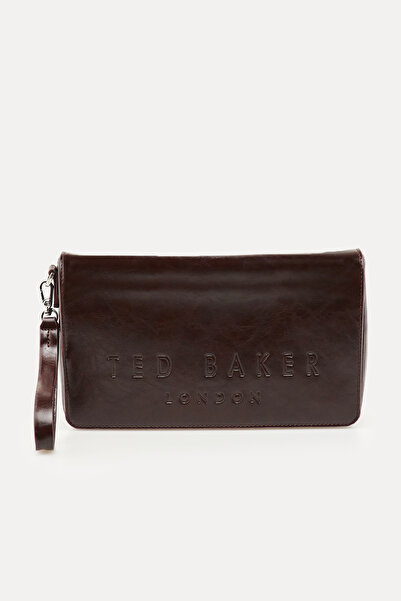 Ted Baker Bordo Çatlak Yüzey Kabartma Logo El Portföyü