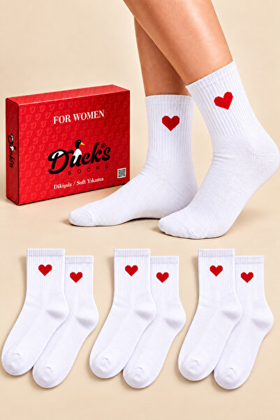 Ducks Socks Women's Bamboo Seamless 6-Piece Boxed Heart Patterned Soft Short ...