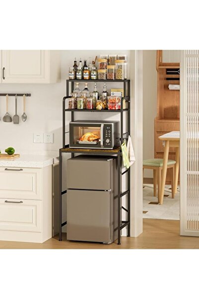 Solerconm Mini Fridge Stand with Storage, 3-Tier Microwave Stand, Bakers Rack...