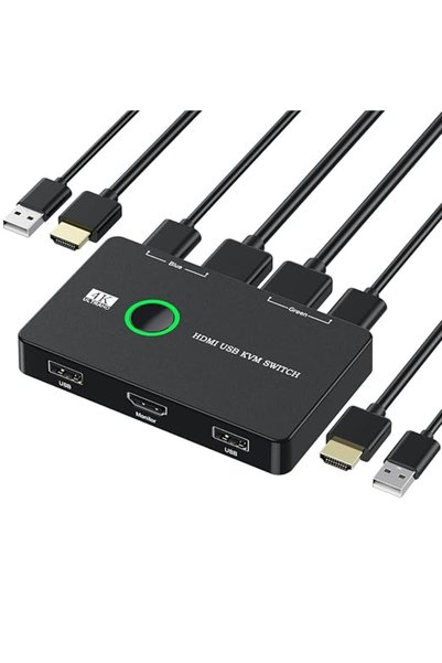 Joyelink محول KVM، محول HDMI وUSB لمشاركة جهازي كمبيوتر بشاشة HD واحدة ولوحة ...