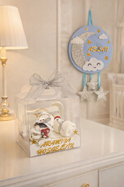 Gia Design YENİ DOĞAN ERKEK BEBEK 5'Lİ ARABA MODEL TEKSTİL HEDİYE KUTUSU-KİŞİ...