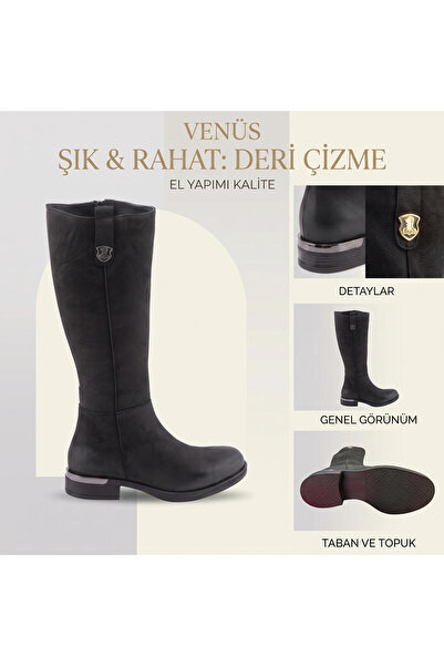 Venüs Kemal Aygün-Venüs Women's Lightly Shiny Nubuck Below-The-Knee Riding Bo...