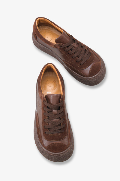 İNNABUTİKK Eraska Women's Genuine Leather Sneaker Sports Shoes - Brown Suede