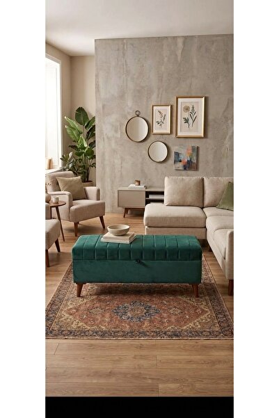 yuse aksu CİZGİ KAPİTONE SANDIKLI PUF 100X40X45