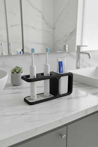 Elektrikli Diş Fırçası Standı Ve Macunluk Tezgah Üstü Izgaralı Banyo Düzenleyici Organizer