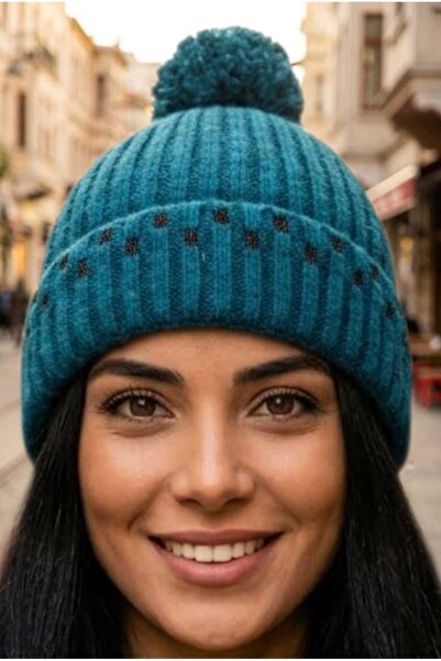 Uniquetrenders قبعة شتوية نسائية محبوكة بنمط بوم بوم قابلة للطي