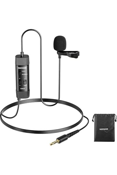 NEEWER 3.5mm TRRS Lavalier Lapel Microphone Plug & Play Mini Clip on Mic Omni...