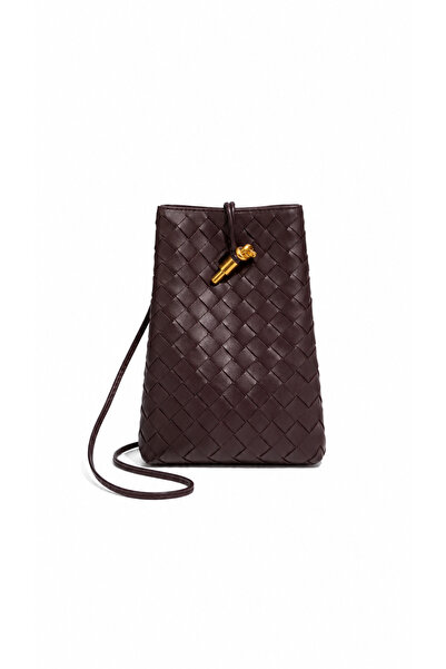 GZ GAIBAG Mila bitter brown knit vertical women's shoulder bag | crossbody ph...