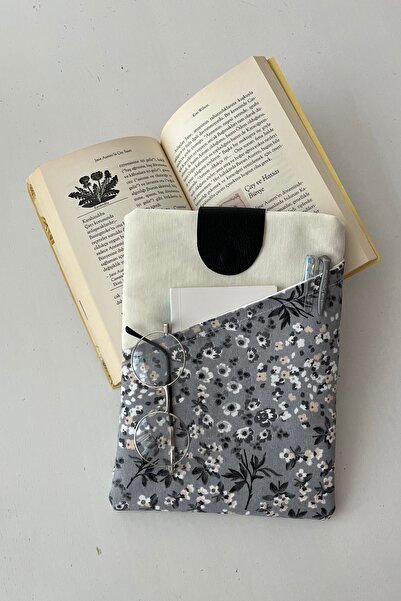 Generic Brand Ленена корица за книга с джобове, подарък за любители на книги
