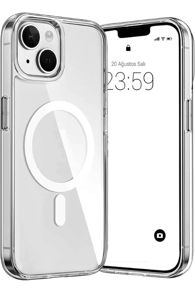 Jopus iPhone 15 Uyumlu Sararmaz Şeffaf Magsafe Kılıf Kristal Sert Mika Slim K...