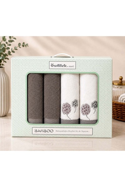 Özdilek Bamboo Hammam Set, Bath Towel Set-Phlox Anthracite White