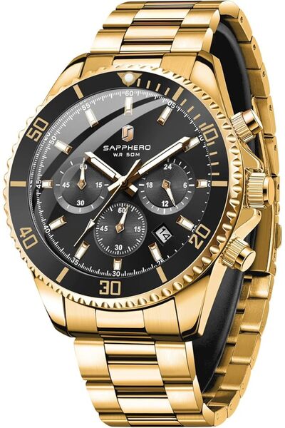SAPPHERO Mens Watches Stainless Steel Analog Quartz Chronograph Watches for M...