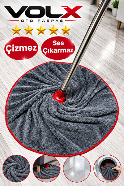 VOLX Gri Mega Boy Lüks Kalite Mikrofiber Paspas Mop Ucu ( 1 Adet Sopasız )