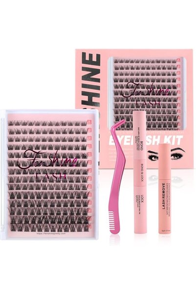 fenshine Cluster Lashes Individual Lashes Wide Stem 168 PCS D Curl 9-16mm Len...