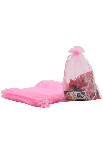 Red Dot Gift حزمة من 50 كيس أورجانزا، أكياس شبكية وردية فاتحة مقاس 17×23 سم م...