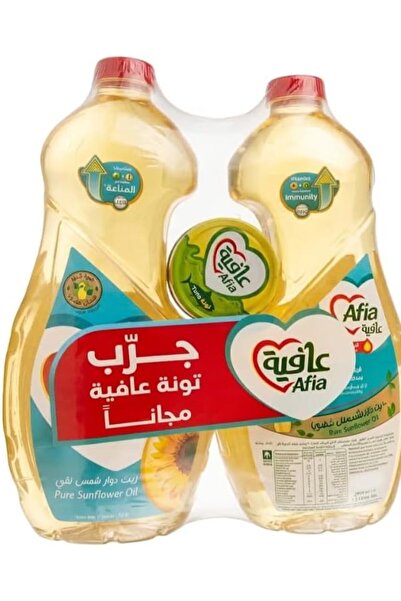 Afia زيت دوار الشمس 2 × 1.5 لتر + علبة تونة مجانية 1.5 لتر - عبوة من قطعتين