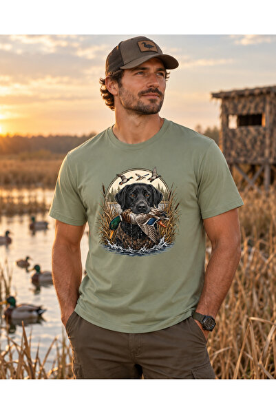 WİDİ Ανδρικό μπλουζάκι με στάμπα Labrador Duck Hunt – Κοντομάνικο μπλουζάκι μ...