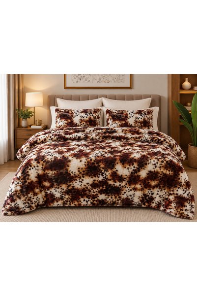 YÜNTEKS Merinos Diamond Kürk Leopar Desen Comforter Set, Çift Kişilik Yorgan ...