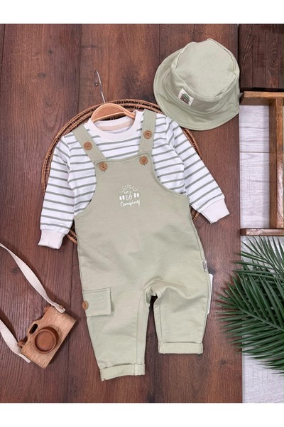 Valia Baby طقم سالوبيت مع قبعة "Let's Go Camping" مكون من 3 قطع للأطفال الذكور