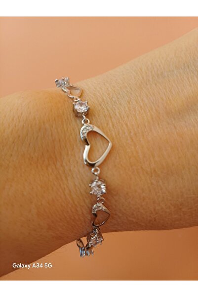 Peach Jewelry Ασημένιο βραχιόλι 925 με καρδιές