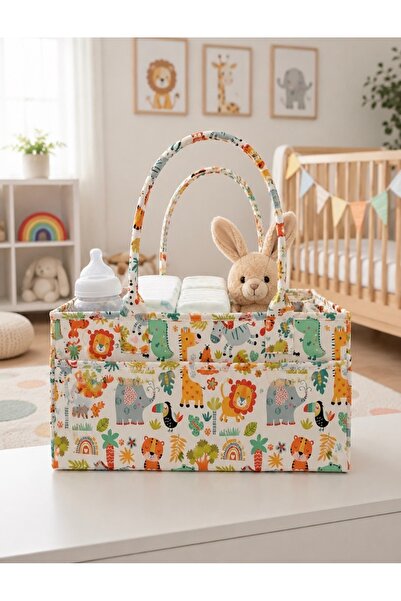 Keçe Bebek Organizer Çantası – Neşeli Çocuk Desenli Çok Amaçlı Bebek Bakım ve Düzenleyici Çanta