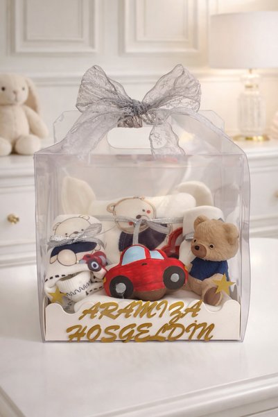 Gia Design ARAMIZA HOŞGELDİN YAZILI KUTUDA YENİ DOĞAN ERKEK BEBEK 5'Lİ TEKSTİ...