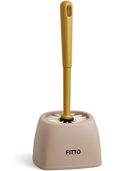fitto Plastic Toilet Brush – Double-Sided Bristles with Curved Long Handle fo...