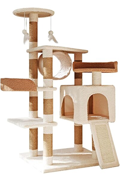 Newentor 120cm Multi-Level Cat Tree With Scratching Post, Tunnels, and Condo ...