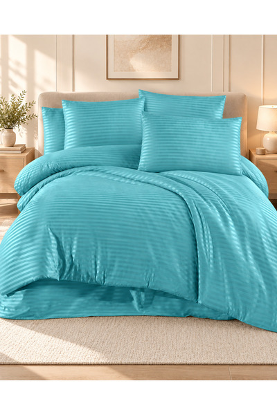 Tek Kişilik Pamuk Saten Nevresim Takımı 160x220 cm Düz Çarşaflı 3 Parça Yatak Seti