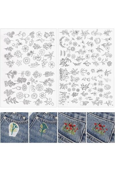 Arabest 2 Pack Flower Water Soluble Embroidery Patterns,Stick and Stitch Stab...