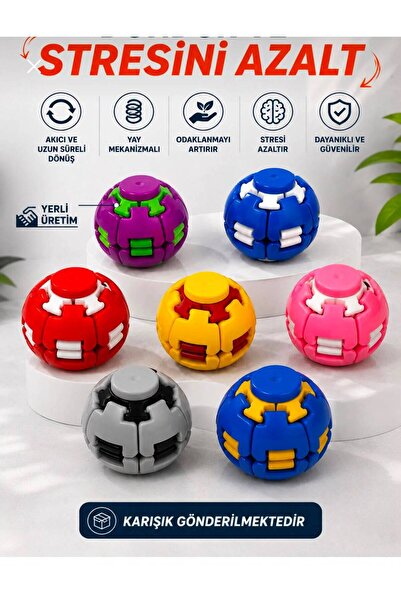 fatwell Bas Döndür Stres Topu Stres Giderici Mekanizmalı Renkli Fidget Spinne...