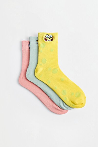 LEFTIES 3'lü SpongeBob Nickelodeon™ yüksek bilek çorap