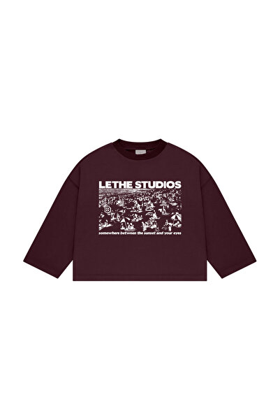 lethestudios Sunset & Your Eyes Baskılı Uzun Kollu Basic T-Shirt