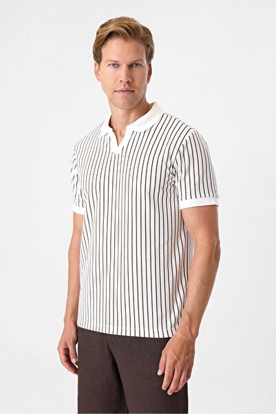 Back And Bond Bej Erkek Regular Fit Çizgili Polo T-Shirt BTS1008100000