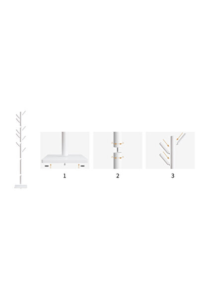 GALORWAY Cuier de Podea din Lemn Masiv, înălțime 175 cm, Bază Pătrată, Design Modern, Alb