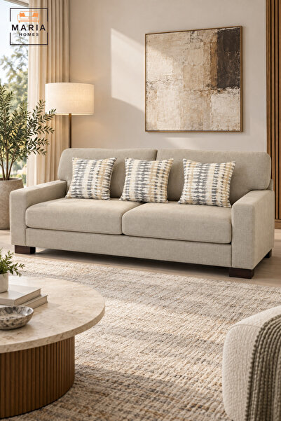 MARIA HOMES أريكة حديثة بثلاثة مقاعد مبطنة مع مقاعد عميقة ومسند ظهر داعم ومسا...