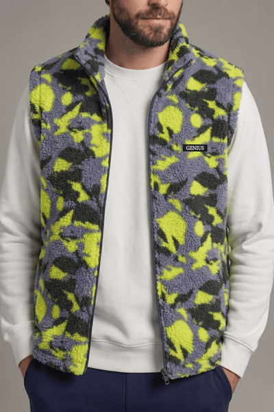 GENIUS STORE Men's Vest with Sherpa Plush Lining, Full Zipper Pockets, Lamb O...